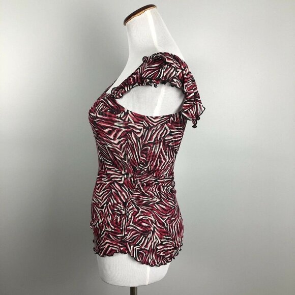 Diane Von Furstenberg Frilly Silk Ruched Blouse M/L Runs Small - Picture 4 of 12